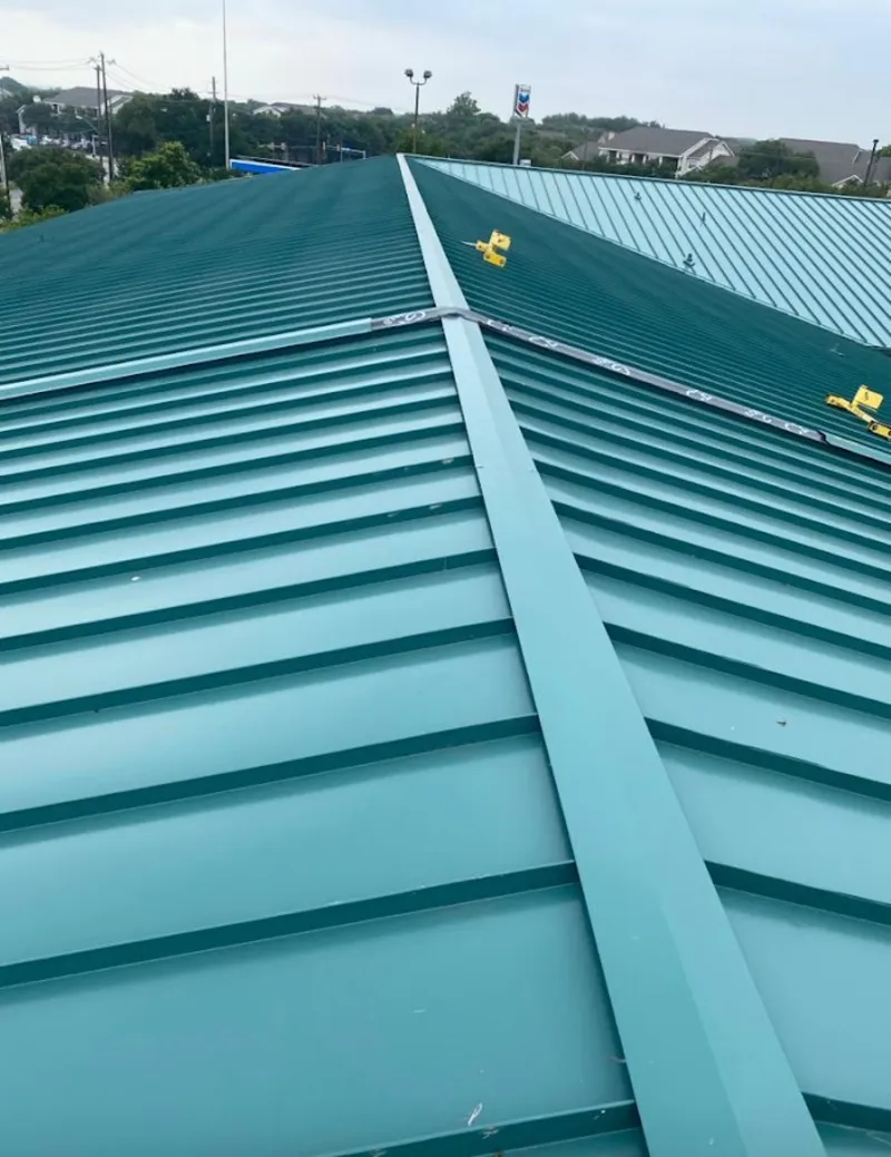 Green commercial metal roof ridge and valley for Metal Roof Repair in Tehachapi